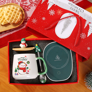 Christmas Thematic Ceramics Mugs With Santa And Snowman Design Red And Green Lids <b>Gift</b> Set For Holiday Season - Product Image 5