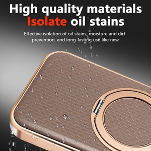 Funda de Teléfono de Cuero PU Magnética con Electrochapado de Lujo para iPhone 17 16 15 14 Pro Max 17 Air con 360 °   Funda Antigolpes con Soporte de Anillo - Product Image 3