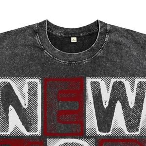 Camisetas de Hombre de Alta Calidad, Talla Grande, Color Negro Lavado al Ácido, Teñidas con Tinte, Transpirables, Personalizadas con Estampado DTG de Nueva York, Estilo Urbano, de Algodón - Product Image 3