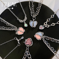 Collier pendentif goutte d'eau en forme de cœur tendance Y2K, cristal rose, Egirl, doux, cool, chaîne claviculaire, bijoux esthétiques