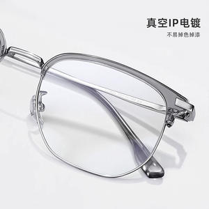 Monture de lunettes ultralégère semi-cerclée en titane pur 123633, protection contre la lumière bleue, lunettes optiques pour hommes - Product Image 4