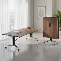 Table de conférence pliante extra-large Mekia modèle 020, style professionnel, élégante, mobile, longue, design moderne minimaliste, PVC, bureau
