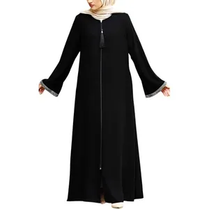 Abaya da donna <span class=keywords><strong>Istanbul</strong></span> Styles con maniche a pietra, manica lunga, lunghezza al pavimento, con cerniera, moda islamica turca, OEM/personalizzabile - Product Image 5