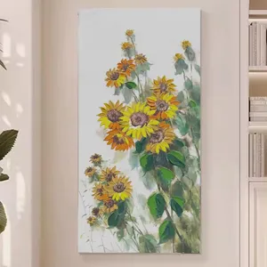 Handpaint Wall Decoration realistic approach sunflower modern scenery art canvas natural painting for living room and hotel