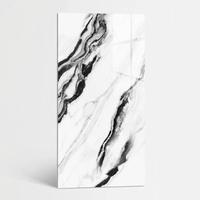 Carrelage en porcelaine effet marbre blanc Panda, 750x1500mm, finition brillante, dalle murale décorative