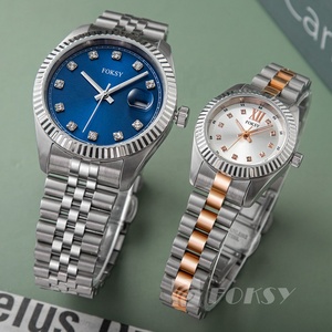 <span class=keywords><strong>Montre</strong></span> à <span class=keywords><strong>Quartz</strong></span> en Acier Inoxydable Marque Blanche, Logo Personnalisé, Cadran Lumineux avec Diamant, Montres de Luxe pour Couple - Product Image 3