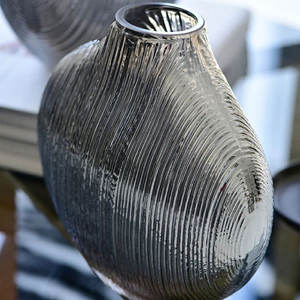 <span class=keywords><strong>Vase</strong></span> de décoration en verre plaqué argent, ornement Simple, <span class=keywords><strong>rond</strong></span> et <span class=keywords><strong>plat</strong></span>, petite bouche à rayures verticales, possibilité de ranger de l'eau, pour la maison - Product Image 5