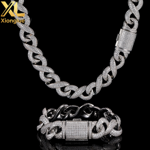 Fashion Hip Hop 15 MM Unique Infinite Eight <b>Chain</b> Necklace <b>Iced</b> <b>Out</b> Zircon 14k Gold Plated Necklace Jewelry Set - Product Image 3