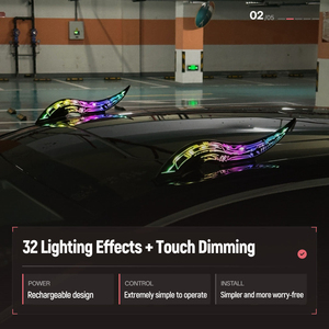 Nuova Luce LED RGB a Forma di Corno di Drago per Tetto Auto, Luce Dinamica <span class=keywords><strong>Lampeggiante</strong></span> di Avvertimento, Lampada Decorativa per Spoiler Auto, Accessori Esterni Modificati - Product Image 2