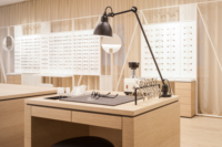 Conception d'intérieur de magasin optique personnalisée à vendre unité de tiroir en bois de magasin de lunettes