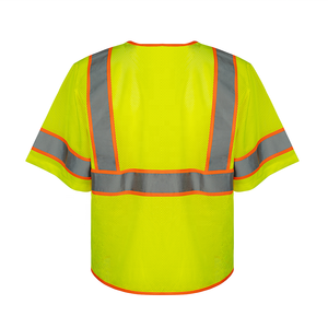 سترة أمان مخصصة عالية الوضوح من الفئة 3 حسب معايير ANSI، ثنائية اللون، بسحاب إغلاق، شبكية مريحة، بشريط عاكس عالي 5 سم، مع إمكانية تخصيص الشعار واللون - Product Image 5