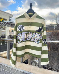 Guangzhou Shangshang özel yaka gömlek Gem taş Rugbys nakış parlama kol erkekler için uzun kollu Polo t Shirt erkekler - Product Image 2