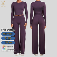 Ensemble de yoga personnalisé pour femme : haut moulant en spandex et leggings respirants à jambe droite effet push-up, en dentelle lavée, séchage rapide