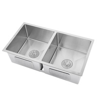 Évier de cuisine double à encastrer en acier inoxydable SUS304 robuste avec robinet pour usage domestique