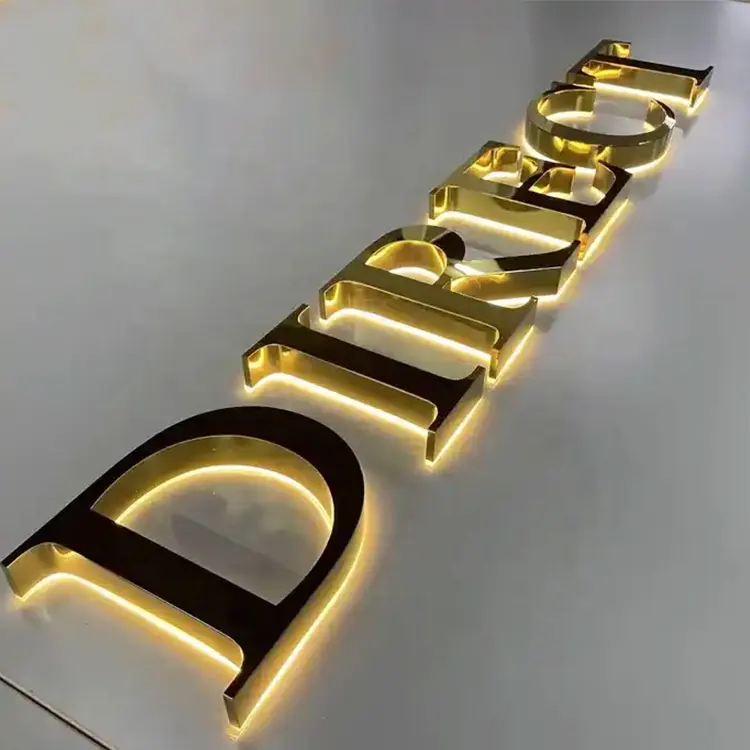 Lampu huruf led tanda 3d kustom lampu latar tanda toko huruf papan logo bisnis tanda led luar ruangan