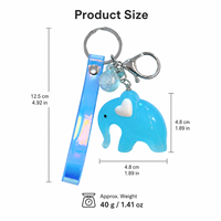 Porte-clés éléphant de dessin animé mignon, pendentif de sac en acrylique translucide couleur gelée, breloque de sac à dos, cadeau décoratif