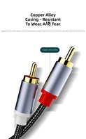 Cable de Audio Divisor en Y de 3.5mm a Doble RCA, Chapado en Oro, con Cubierta Trenzada y Doble Blindaje, para Altavoces, Amplificador, PC y Teléfono