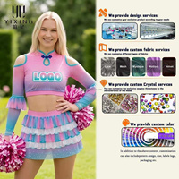 Uniforme de Animadoras de Manga Larga, Sublimación Personalizada, Bordado, Venta Directa de Fábrica, MOQ Bajo, Diseño Gratuito, Pedido en Grupo