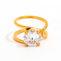 Fenny 18 Karat vergoldet Großhandel wasserdicht & No Fade Fashion Chunky große Zirkonia Öffnung Edelstahl Ring für Frauen