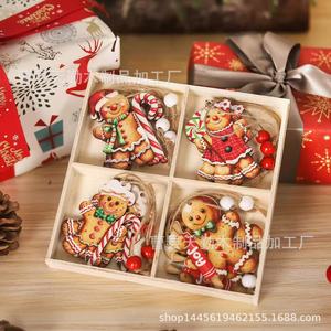 Adornos decorativos navideños de madera, figuras decorativas cuadradas de hombre de jengibre de dibujos animados, nuevos muñecos sorpresa transfronterizos. - Product Image 5