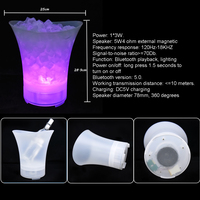 Seau à glace LED en plastique de 5 L avec haut-parleur Bluetooth pour fête, boîte de nuit, refroidisseur de bière et de vin