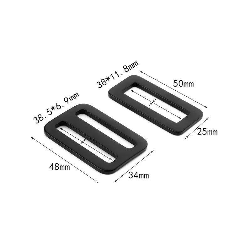38mm 1.5inch Factory direct sale aluminium tri-glide buckle square ring buckle bag strap adjuster outdoor buckle