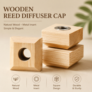 Capuchon de diffuseur en bois biseauté WeWood du Vietnam, couvercle conique carré pour bouteille d'arôme, fermeture élégante et simple pour parfum - Product Image 1