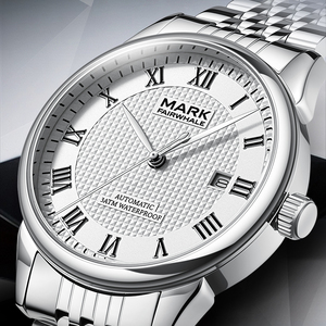 Montre mécanique automatique pour homme Mark Fairwhale, boîtier en métal de 40 mm, bracelet, cadran guilloché, aiguilles en forme de feuille de saule, étanche, lumineuse - Product Image 2