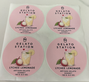 Stiker Makanan Bulat Kustom Tahan Air Label Rasa Gelato Vinyl Perekat Sendiri Stiker Kemasan Stoples Dessert Layanan Percetakan - Product Image 6