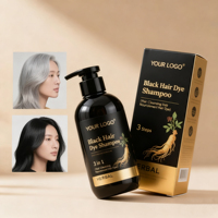 Champú para Teñir el Cabello 3 en 1 Gatase, Color Negro, Instantáneo, Duradero, a Base de Plantas Naturales, para Hombres y Mujeres