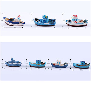 Miniatures <b>Simulated</b> Cartoon Yacht Cruise Ship Seaside Small Fishing Boat Mini Resin Craft Dolls for Fairy Garden Home Ornament - Product Image 6