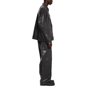 Nouvelle arrivée, veste pour homme en coton 100%, coupe ample, logo personnalisé, denim noir de haute qualité avec finition cirée, veste en denim pour homme - Product Image 2