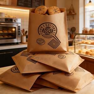 Sacs en papier kraft personnalisés avec logo - Emballage alimentaire écologique pour biscuits/pâtisseries (imprimés, durables) - Product Image 5