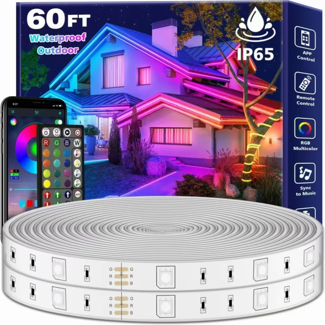 Hongshe RGB LED Strip Lights Waterproof IP68 Multiple Color APP Control 44 Keys Remote Control RGB Led Strip Light Set