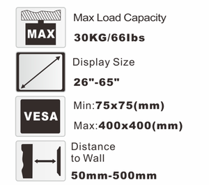 निर्माता WTB-810 इनडोर 26 "-55" 30 किलो धातु टीवी की दीवार पूर्ण गति माउंट ब्रैकेट हॉट सेलिंग लिमिटेड स्टैंड धारक - Product Image 3