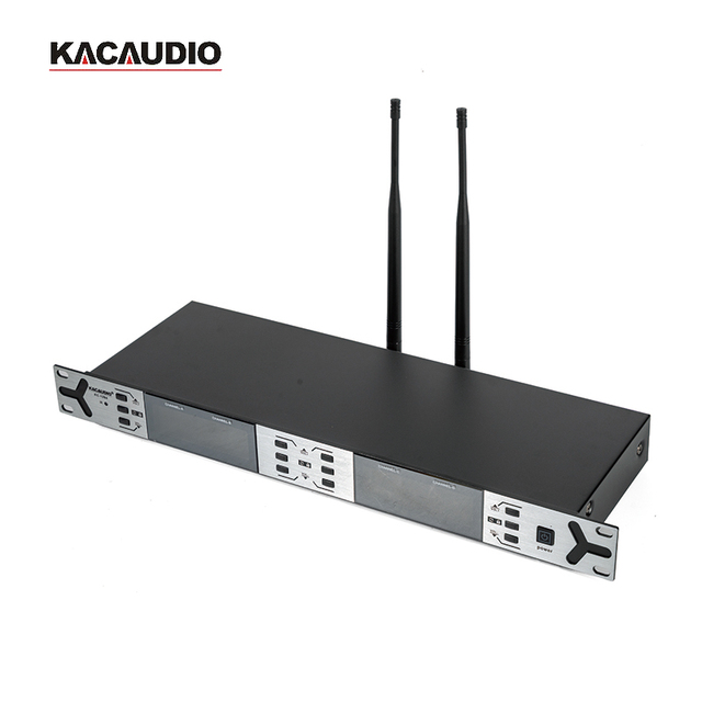 Four Channel UHF Tabletop Boundary Wireless Conference Microphone System with Rackmount Receiver for Meeting Rooms