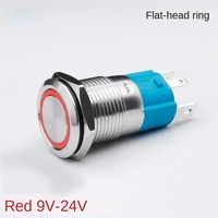 Interruptor de botón pulsador de acero inoxidable de 16 mm con anillo iluminado, clasificación IP67, 1NO, con retención, terminal de pin LED, 10A 250V, 50000 ciclos, para uso doméstico