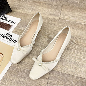 Zapatos de Tacón Medio con Punta Cuadrada y Boca Poco Profunda para Mujer, Tacón Grueso, Estilo Versátil, Nuevo Modelo - Product Image 6
