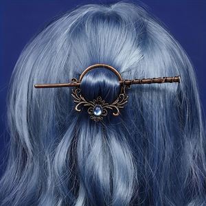 Horquilla de pelo vintage estilo vikingo punk con diseño de varita de bruja y polilla, accesorio gótico nórdico para disfraces de cosplay y fiestas de Halloween - Product Image 5