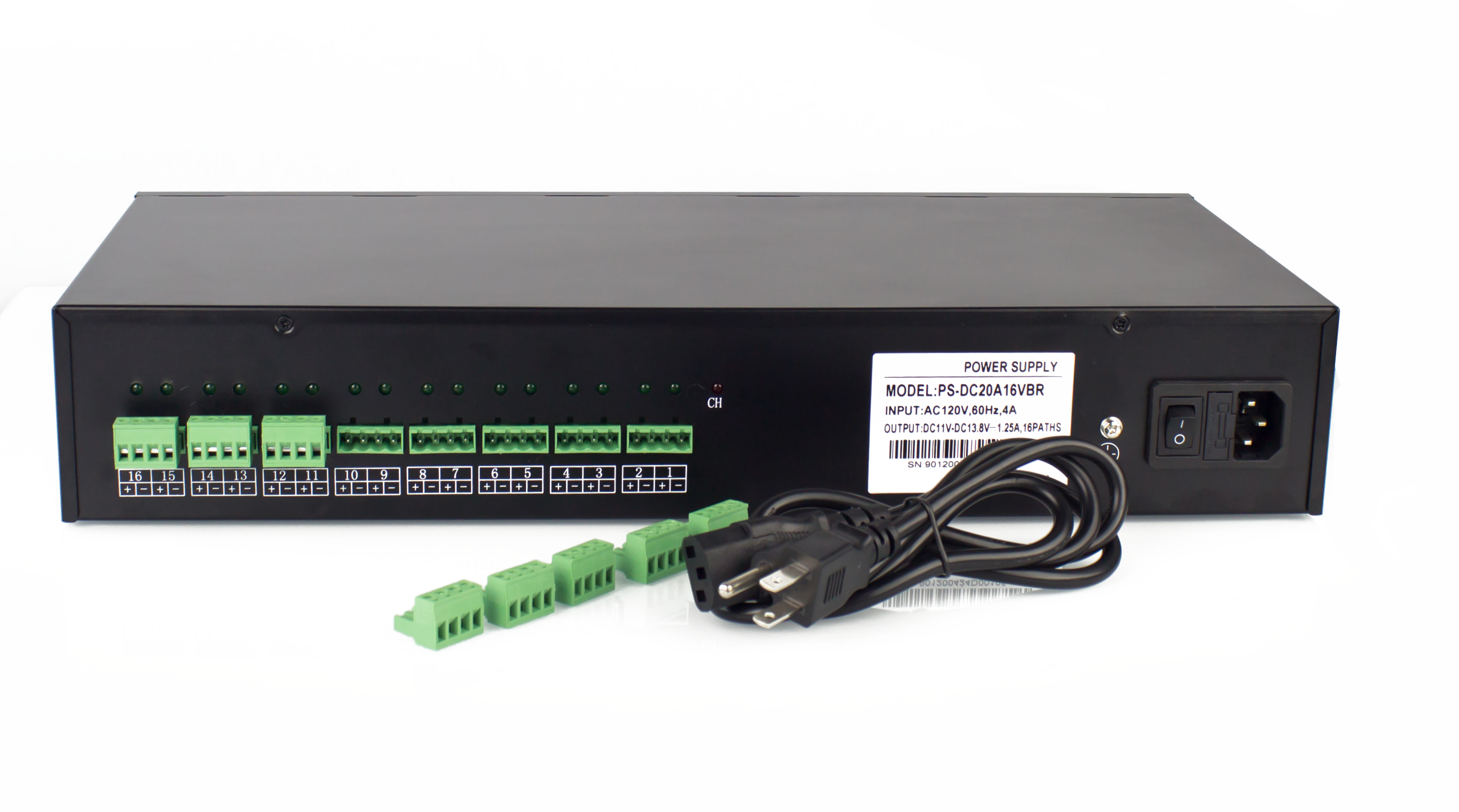 Блок питания CCTV 12В 20A 1U UPS, 16-канальный блок бесперебойного распределения питания