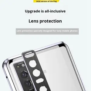 Étui en verre trempé double face avec cadre métallique magnétique intégral pour Sony <span class=keywords><strong>Xperia1</strong></span> IV X10 V avec protection de l'objectif de l'appareil photo - Product Image 3