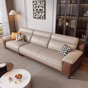 Juego de Sofás Seccionales de Cuero Genuino Estilo Italiano, Diseño Moderno con Estilo Simple para Apartamentos Pequeños, Esponja, 1+2+3 Plazas, Convertible en <span class=keywords><strong>Cama</strong></span> - Product Image 4