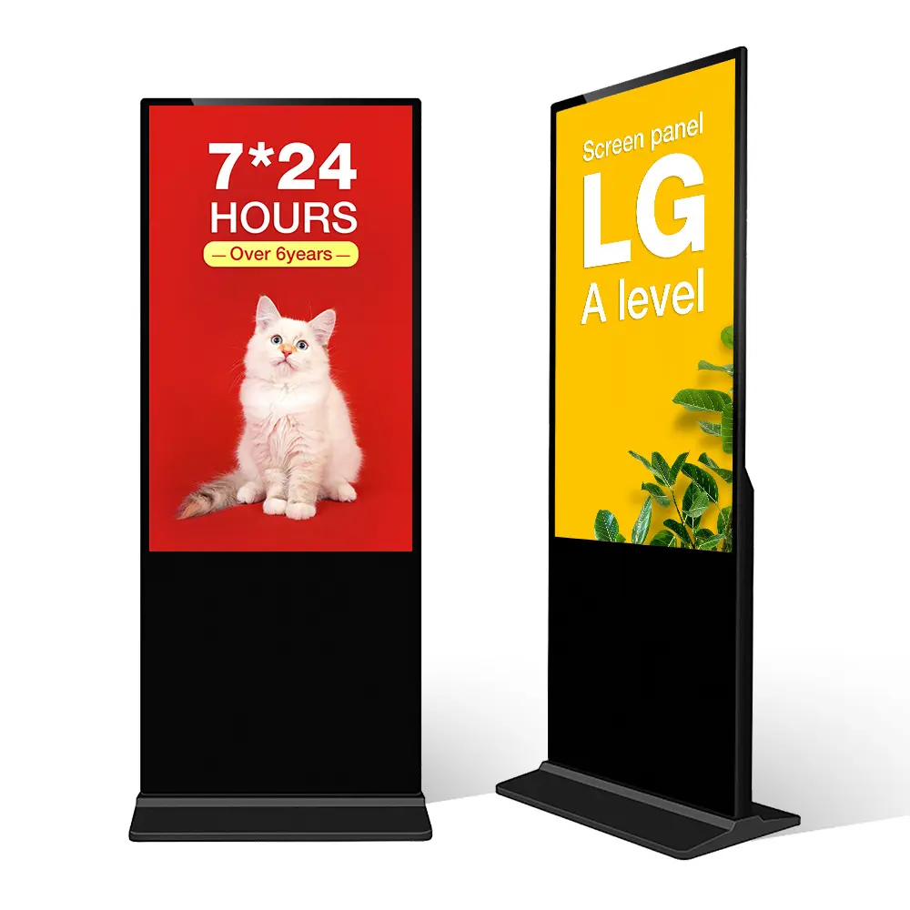 32/43/49/55 Inch Staande Indoor Android Verticale Lcd Totem Kiosk Touch Screen Digitale Bewegwijzering En Lcd Reclame Display