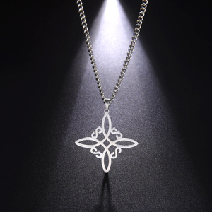 Pendentif noeud de sorcière celtique collier femme en acier inoxydable breloque pour hommes bijoux de mode Wicca cadeau d'anniversaire - Product Image 1
