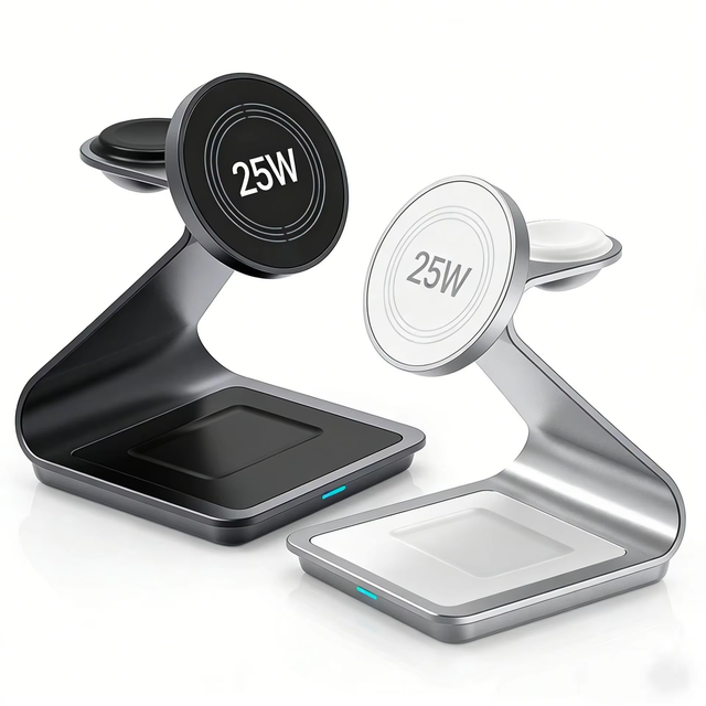 2026 Newest Portable 3 In1 Multi Functional Wireless Charging Bracket Desk Fast Charging 25W Magnetic Wireless Charger for Apple