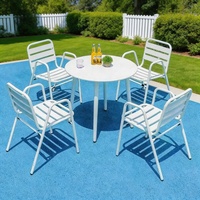 Ensemble de table et chaises de bistrot en aluminium coulé anti-rouille moderne pour extérieur, jardin, terrasse, véranda, bord de piscine, hôtel et salon