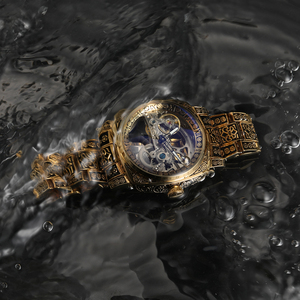 Premium Men's <b>Skeleton</b> <b>Automatic</b> Mechanical <b>Watch</b> Stainless Steel Band Vintage Engraved Luminous Waterproof Luxury Wristwatch - Product Image 4
