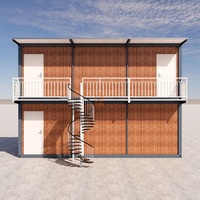 Maisons conteneurs préfabriquées sur mesure en bois grainé, hôtel préfabriqué à 2 étages, maison en kit 3 chambres avec escalier en colimaçon