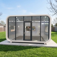 Cabane Apple préfabriquée moderne, maisonnette en verre trempé, hébergement extérieur, mini-bureau préfabriqué