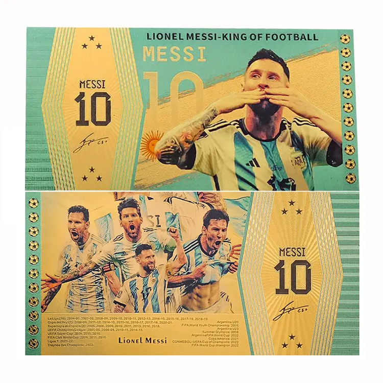 Competitive price sport football star Messi card gold banknote for collect